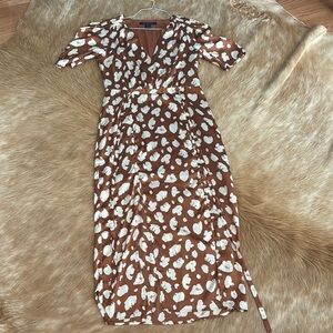 French Connection Brown and White Midi Sundress